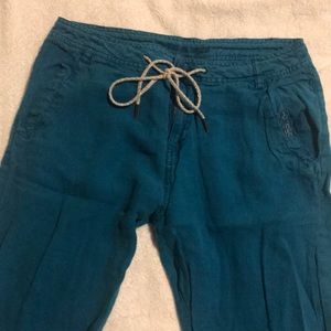 100 % Linen Guess Pants - Deep Turquoise Color